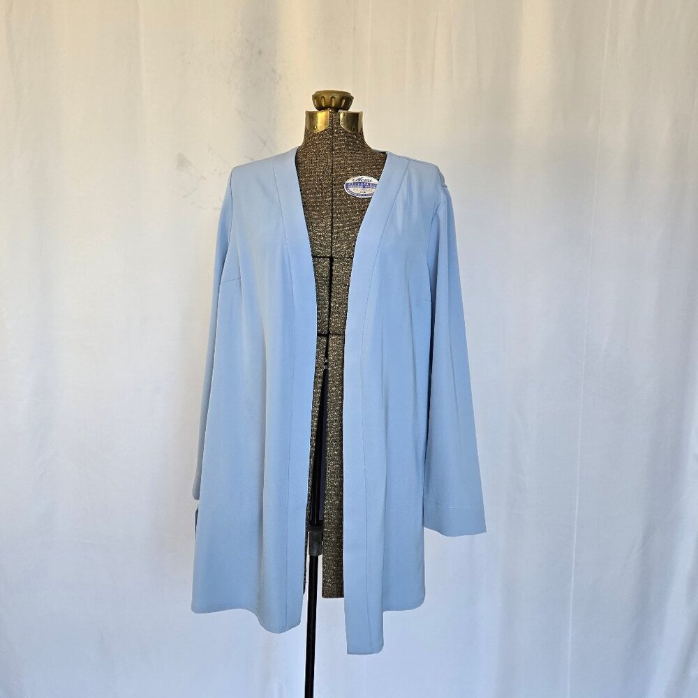 CLEO Womens Perfect Pale Blue Petite  Open-Front Blazer 10p